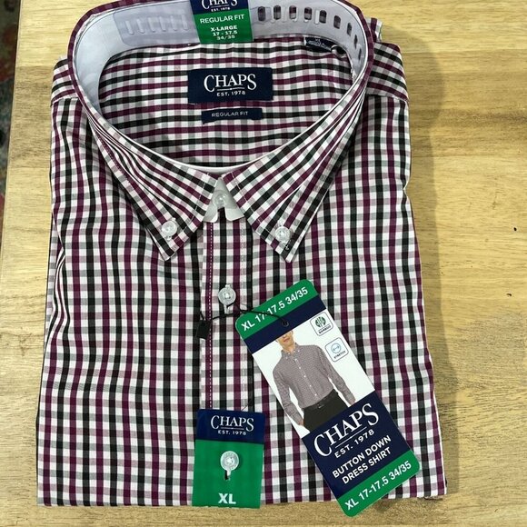 NEW Chaps Men's XL Regular Fit Button Down Dress Shirt - Picture 2 of 4